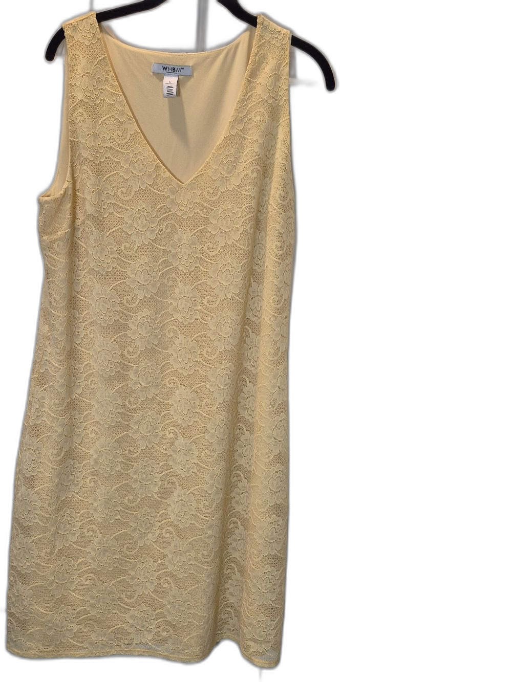 White House Black Market Pale Yellow Lace Midi Dress